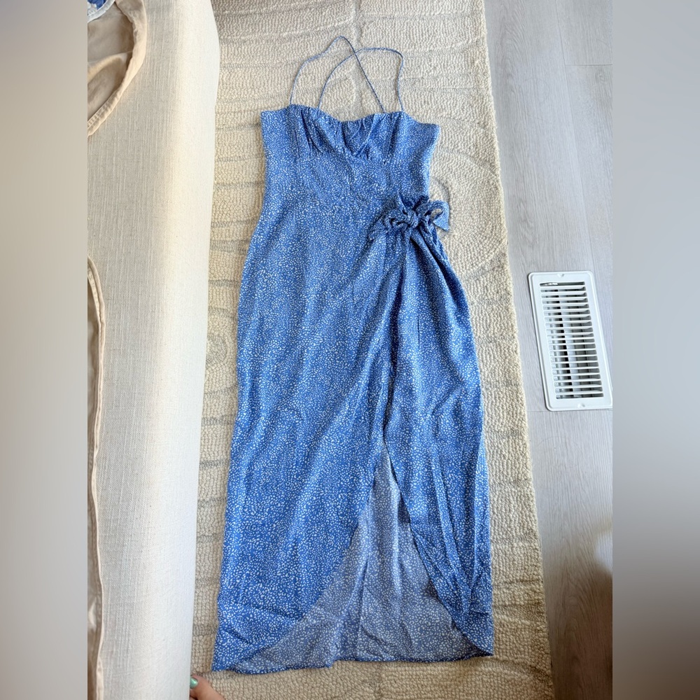 Zara Blue Spaghetti Strap Midi Dress